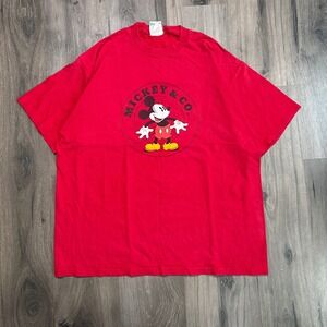 Vintage 90s Mickey & Co Red Embroidered T Shirt Walt Disney World Tee Mens XL